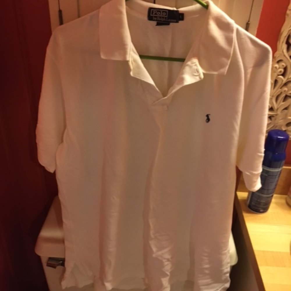 RL POLO WHITE MESH SIZE L POLO SHIRT